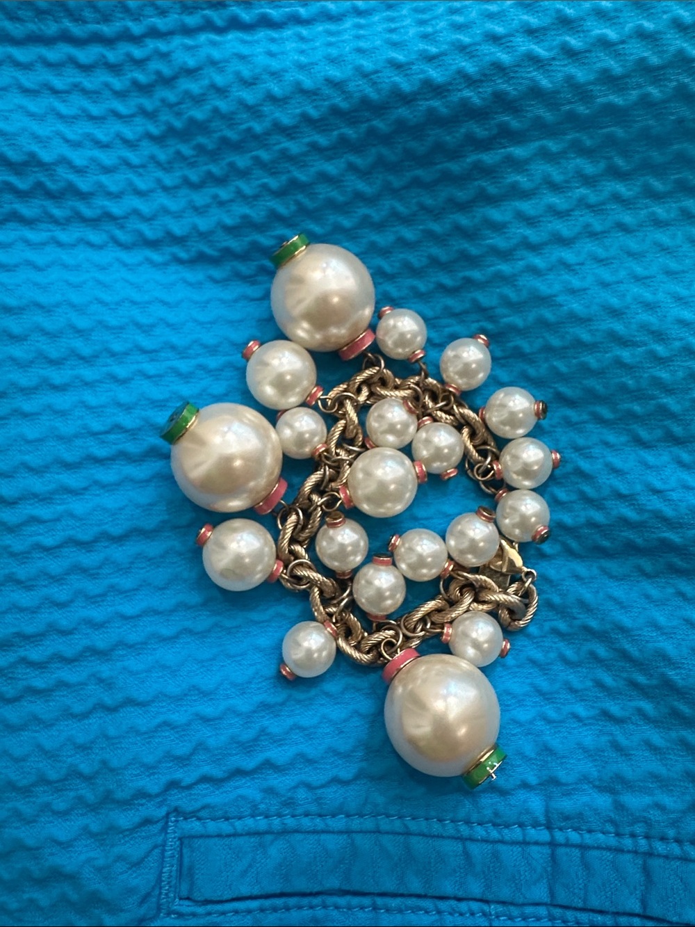 Lilly Pulitzer Pearl Charm Bracelet - pink and green details